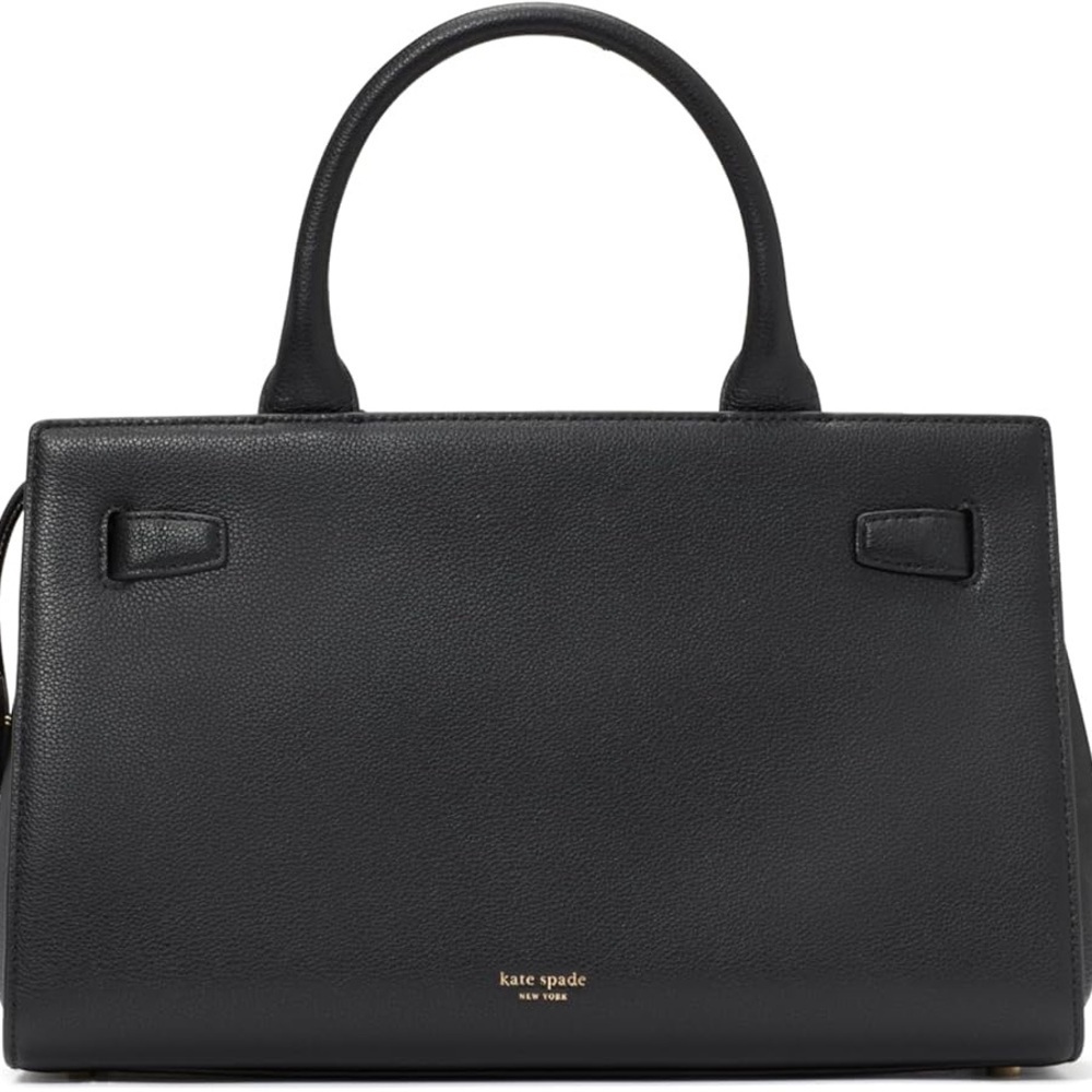 kate spade new york Deco Pebbled Leather Medium Satchel Black - Picture 9 of 15